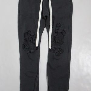 R13 Shredded Knee Dropped Crotch Sweatpant Washed Black R13WK061-K001O Size SX